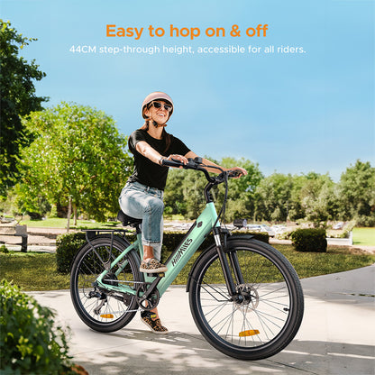 HillMiles MileCity 250W 26" Electric Trekking Bike City 468Wh E-bike with Torque Sensor