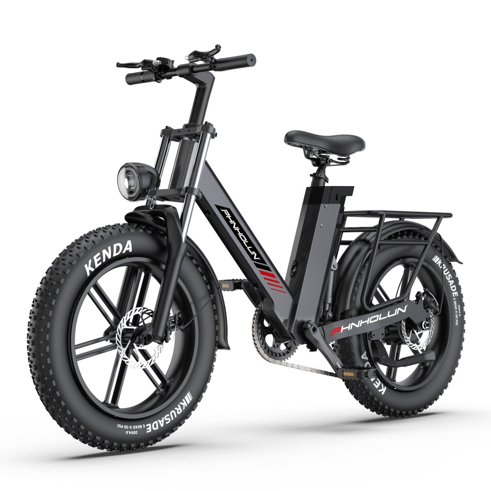 PHNHOLUN C6 Pro 1000W 20" Fat Bike Sospensione Completa 480Wh E-Mountain Bike