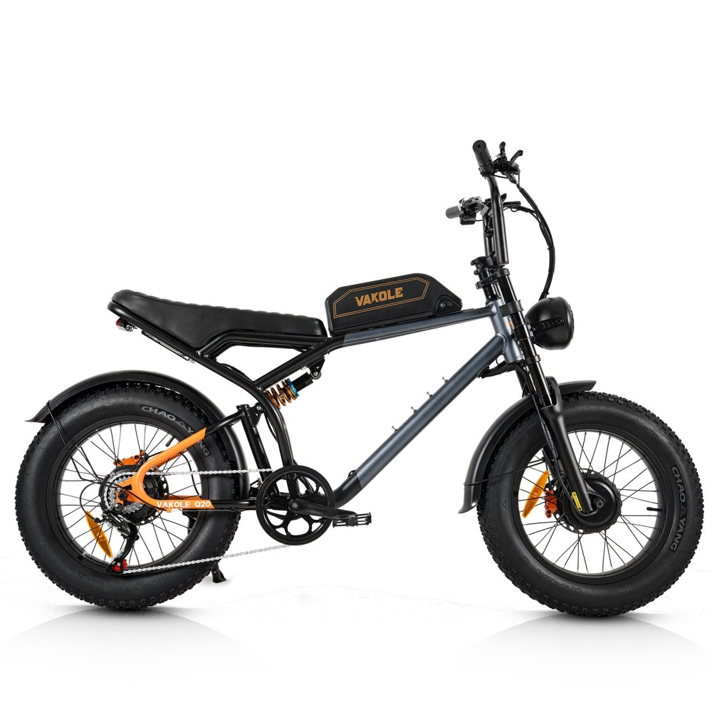 Vakole Q20 Max 750W*2 Dual Motor 20" Fat Bike Full Suspension E-Mountain Bike EMTB 48V 20Ah Samsung Battery