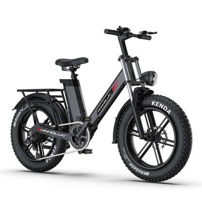 PHNHOLUN C6 Pro 1000W 20" Fat Bike Full Suspension 480Wh E-Mountain Bike