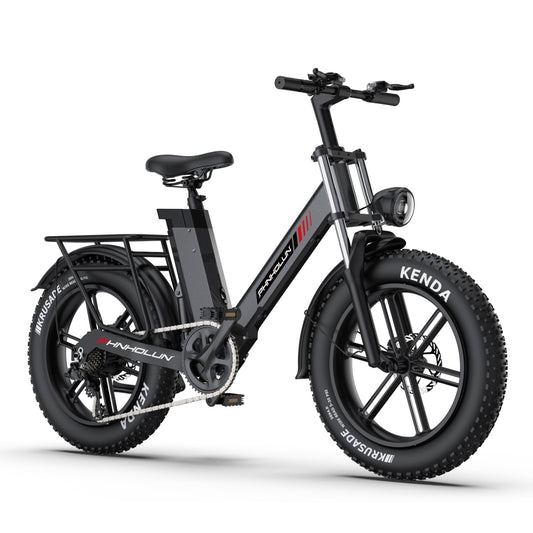 PHNHOLUN C6 Pro 1000W 20" Fat Bike tout suspendu 480Wh VTT électrique