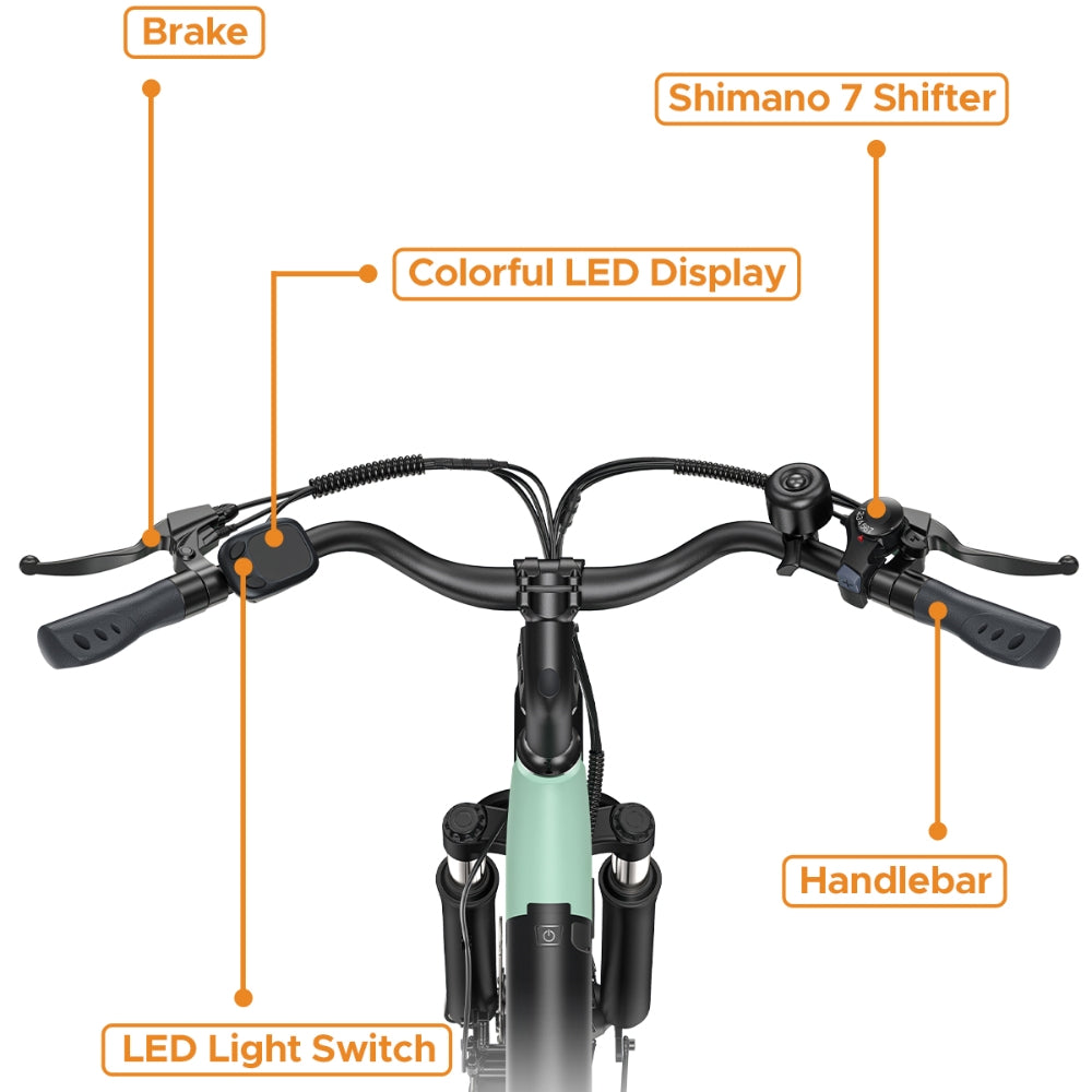 HillMiles MileCity 250W 26" Electric Trekking Bike City 468Wh E-bike with Torque Sensor