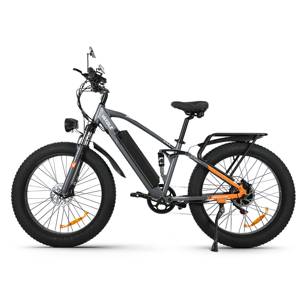 Vakole CO26 26" 750W Fat Bike Bicicletta elettrica da montagna a sospensione completa 48V 15Ah E-MTB