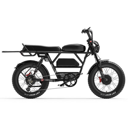 Lankeleisi X-Black Knight 1000W*2 Doppio Motore 20" Fat Bike Sospensione Completa E-Mountain Bike 45Ah Batteria Samsung E-MTB